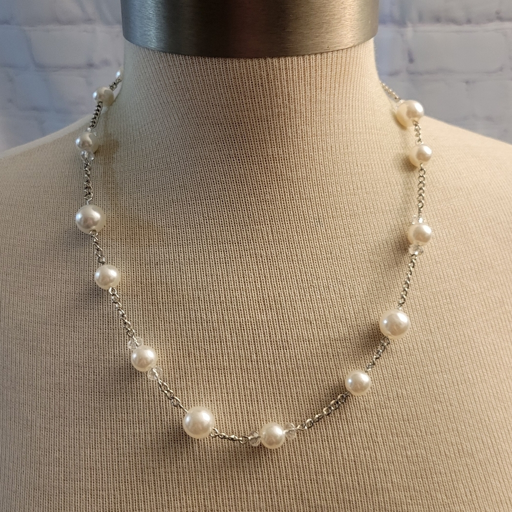 Faux Pearl Chain Necklace Prom Wedding